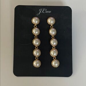 J. Crew Gold and White Pearl Drop Earrings